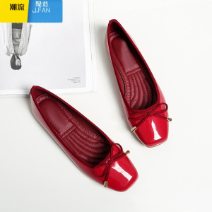 聚范2024春季新款平跟单鞋女韩版百搭方头浅口平底豆豆鞋瓢鞋女鞋婚鞋