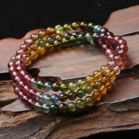 天然优质碧玺三圈手链女款多层多圈时尚水晶手串5.2毫米送女朋友老婆情人节七夕生日礼物