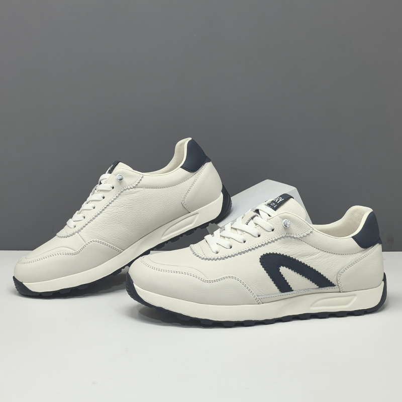 男生头层牛皮板鞋男款潮鞋欧洲站男鞋小众男士拼色透气真皮休闲鞋