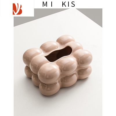 三维工匠丹麦MIKI棉花糖陶瓷纸巾盒客厅轻奢2022新款纸抽盒餐桌抽纸盒 棉花糖纸巾盒-咖色