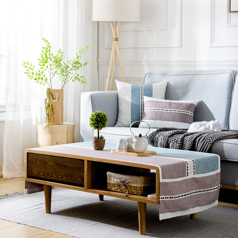 美帮汇北欧茶几桌布长方形客厅现代简约蕾丝棉麻布艺茶几电视柜盖布