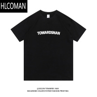 HLCOMAN朝南工作室 2025新款男女短袖t恤简约印花港风情侣正肩体恤夏