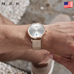 M.B.K欧美品牌手表男士全自动机械表 男表时尚简约潮流防水腕表三针单日历表专柜同款表M1002-2