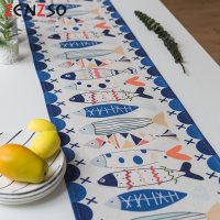 家柏饰(CORATED)北欧S风棉麻布艺茶几电视柜客厅餐桌布盖巾床尾旗桌旗 多彩鱼桌旗 定制联系客服