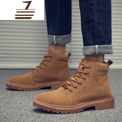 尗卡男鞋马丁靴男中帮英伦工装加绒保暖雪地棉鞋男士靴子高帮潮鞋