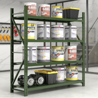 创世人 2.0m中型货架承重200KG钢制四层仓储架军绿色置物架2000*600*2000mm