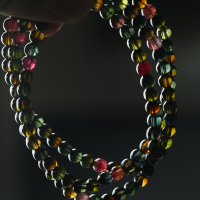 天然黑玫瑰碧玺三圈手链女多圈手串4.7毫米送女朋友老婆情人节七夕生日礼物