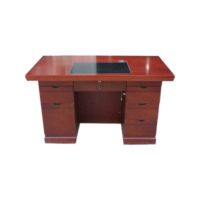 湘渭老板桌大班台总裁桌椅组合贴实木皮办公桌简约单人主管经理桌1.4米贴木皮办公桌