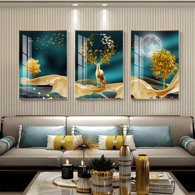京弗现代简约客厅装饰画三联画沙发背景墙壁画卧室玄关挂画轻奢晶瓷画装饰字画