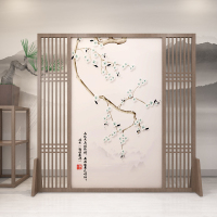 中式屏风隔断墙客厅玄关办公室酒店茶室装饰遮挡实木格栅定制座屏 C8胡桃木180*180CM 整装