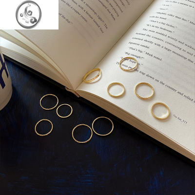 JiMi韩国极简风组合戒指女夏ins小众设计感指环素圈个性气质尾戒套装