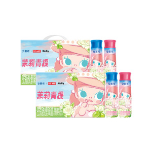 [泡泡玛特Molly限定包装][6月生产]伊利安慕希PET茉莉青提味酸奶230g*10瓶*2箱 礼盒装