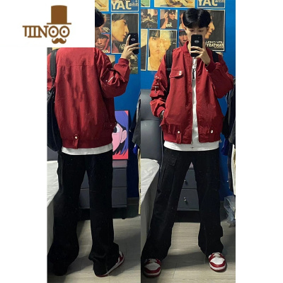 YANXU美式复古飞行员夹克男女宽松潮牌痞帅工装情侣棒球服外套