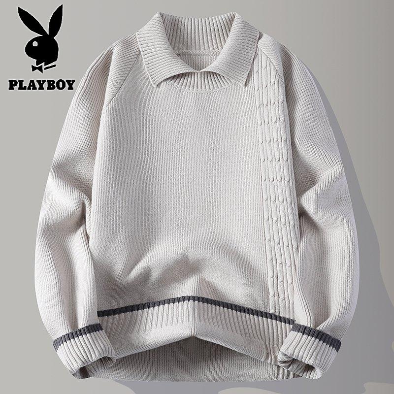 花花公子新款高品质[新款]2025年秋冬款翻领针织毛衣男