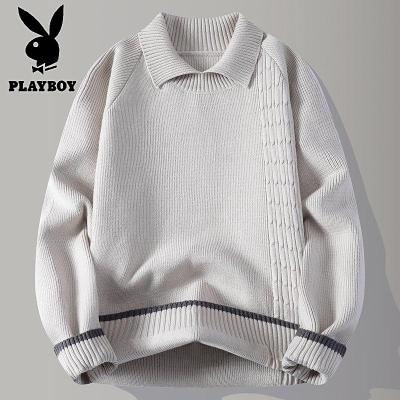 花花公子新款高品质[新款]2025年秋冬款翻领针织毛衣男
