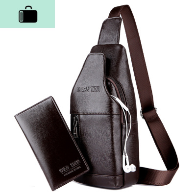 送钱包潮流男士胸包单肩包斜挎包运动休闲小背包时尚学院风小包NEWLAKE男士单肩包