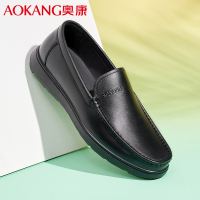 奥康男鞋春秋季休闲皮鞋男牛皮透气套脚乐福鞋男士驾车鞋豆豆鞋男