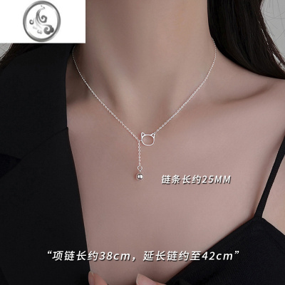 JiMi[]925银银猫咪项链2023新款女轻奢小众设计感锁骨链夏