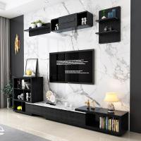 森美人2026款大理石茶几电视柜组合套装简约现代火烧石伸缩电视柜家