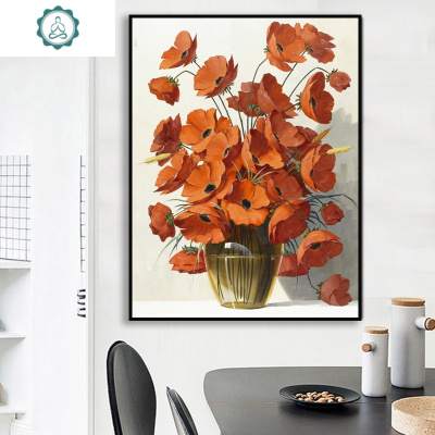 荷兰菊十字绣2020新款线绣客厅家用小幅简约现代花卉小型手工满绣封后60X80厘米丝线-满绣3股线绣