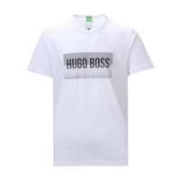 HUGO BOSS男士圆领短袖徽标印花T恤 休闲舒适透气时尚百搭 平直下摆上衣