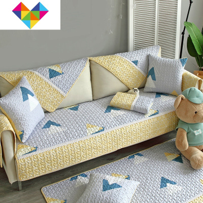 太子妃沙发垫北欧不沾毛风格色四季通用柠檬垫子单片简约套罩金色海角110*180cm御蓝锦