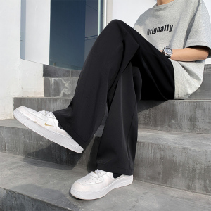 休闲裤男春秋季宽松高级垂感直筒裤大码男装阔腿西装裤子