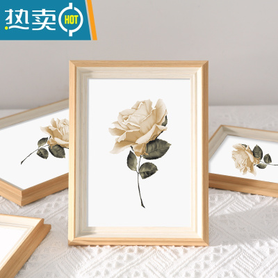 敬平北欧风相框摆台画框装裱挂墙定制6寸7七寸情侣相册带框架打印照片 北欧款-清新米黄 A4寸摆挂[可放21*29.7cm