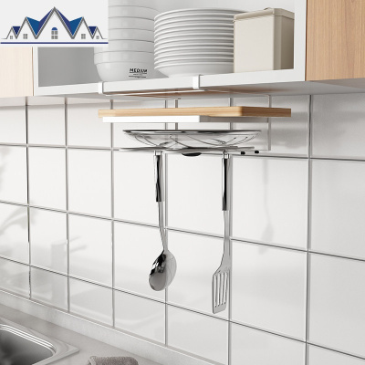 免打孔壁挂式厨房橱柜放锅盖架菜板架砧板置物架下挂架收纳架 三维工匠