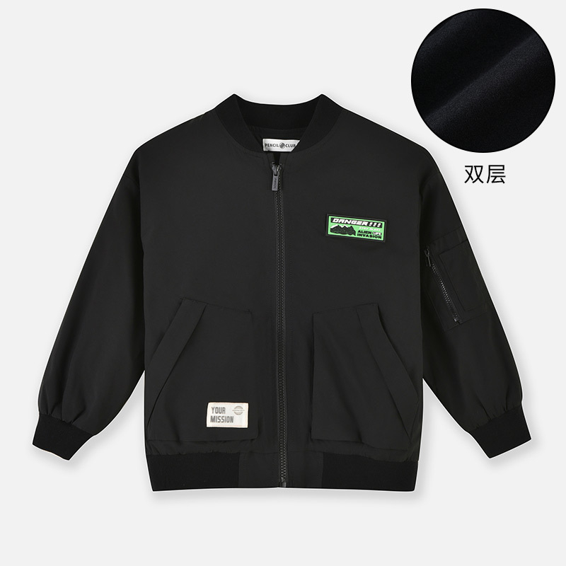 [直降价:89元]铅笔俱乐部秋冬新款男童外套中大童双层棒球服儿童飞机服夹克