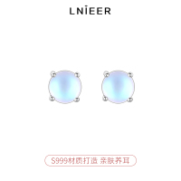 999纯银月光石耳钉女小众设计养耳洞耳环轻奢耳骨钉免摘耳饰