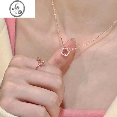 JiMi浪漫樱花项链女生轻奢小众设计感高级玫瑰金锁骨颈链2023新款