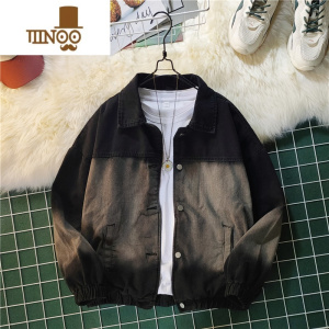 YANXU复古高街牛仔外套男潮牌休闲情侣工装夹克帅气百搭牛仔衣男