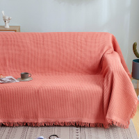 家柏饰(CORATED)北欧方格全盖沙发布单沙发巾沙发套罩沙发垫盖布沙发毯 橙色蜂巢 180*340cm