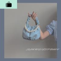 2020新款潮珍珠褶皱柔软皮云朵腋下包女韩版nice自制百搭手提水桶NEW LAKE女士单肩包