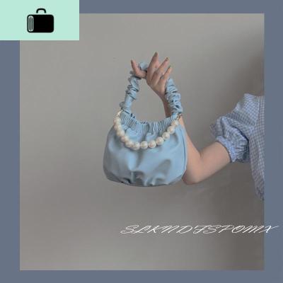 2020新款潮珍珠褶皱柔软皮云朵腋下包女韩版nice自制百搭手提水桶NEW LAKE女士单肩包