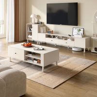 全友家居奶油风简约茶几方形客厅茶几组合电视柜家具