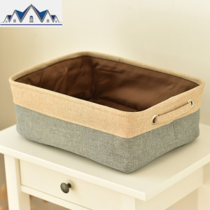 北欧ins麻质收纳篮桌面杂物整理箱化妆品零食置物筐遥控器储物盒 三维工匠