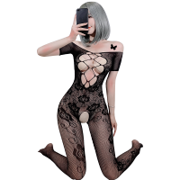 霏慕(Fee et moi) 女式情趣睡衣性感镂空提花开裆连身袜开裆床上情趣内衣丝袜女7509
