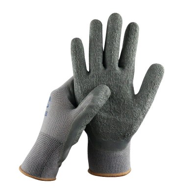 厚玖13针灰尼龙乳胶皱纹浸胶手套/灰纱灰胶50g/1副
