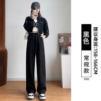 窄版阔腿裤女春秋新款宽松直筒小个子夏季薄款休闲运动卫裤子