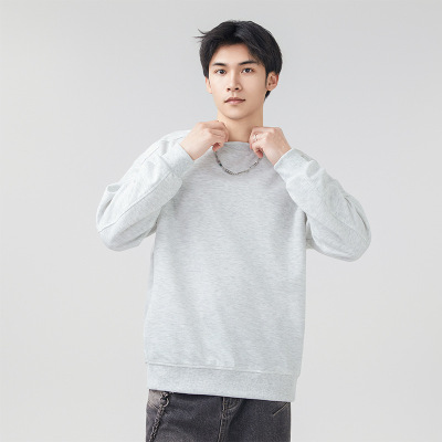 春秋新款310g重磅圆领纯色卫衣男女同款套头百搭简约打底上衣厂家