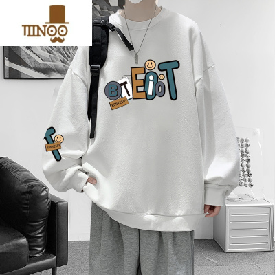 YANXU男士卫衣套头港风宽松休闲外套潮牌无帽圆领长袖t恤打底衫