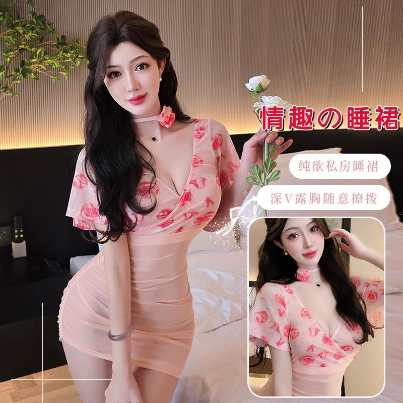 长夜漫漫情趣内衣性感深V连衣裙制服镂空旗袍纯欲诱惑免脱女3301