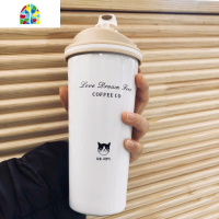 不锈钢咖啡杯简约随手杯个性保温杯便携办公室商务女男可爱水杯子 FENGHOU 咖啡猫[原色]