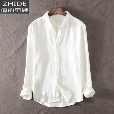 SUNTEK日系复古长袖衬衫男士休闲青年做旧宽松棉衬衣秋季厚款打底衫潮衬衫