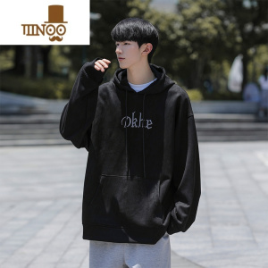 YANXU连帽卫衣男2023复古嘻哈字母刺绣oversize美式潮牌情侣装外套