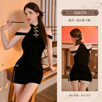 九里晴川情趣内衣古风旗袍开叉性感魅力激情套装纯欲睡衣成人情趣 九里晴川Q0079[旗袍连衣裙-黑] 均码