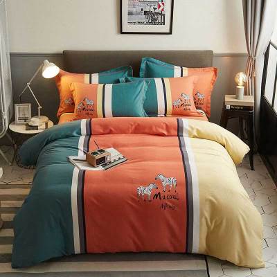 安居先森焕彩喷气全棉印花双人床四件套活性印染D1550