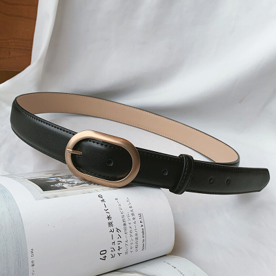 祥世恒吉韩版简约椭圆针扣双压线边腰带女搭配裙牛仔裤百搭